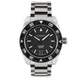 Canopy Wake One Stainless dive watch, front view with black dial and forged carbon bezel